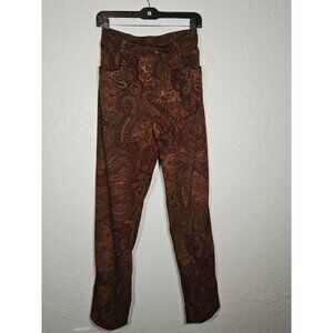 Vintage Paisley High Rise Zip On Pants Size 6 90s Boho Western Hippie
